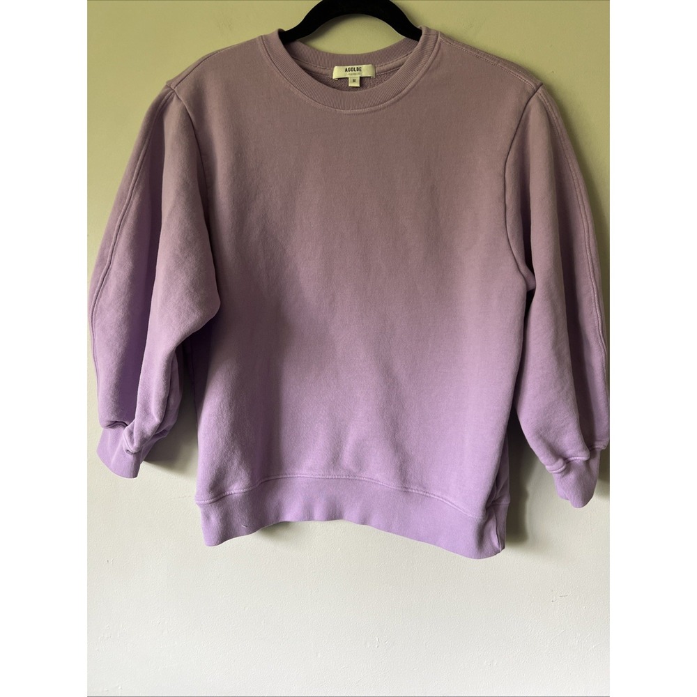 AGOLDE Thora Sweatshirt Size Medium Lunar Purple Anthropologie 3/4 Puffed Sleeve